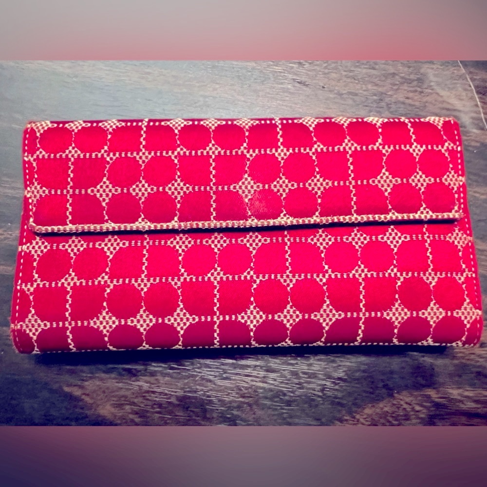 Kate Spade New York dark red geometric clutch